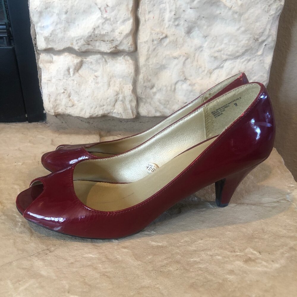 MOSSIMO Deep Red Peep-Toe Heels, 8.5